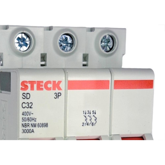 Disjuntor Steck ''Din'' Tripolar 32A. C