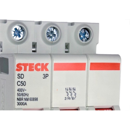 Disjuntor Steck ''Din'' Tripolar 50A. C
