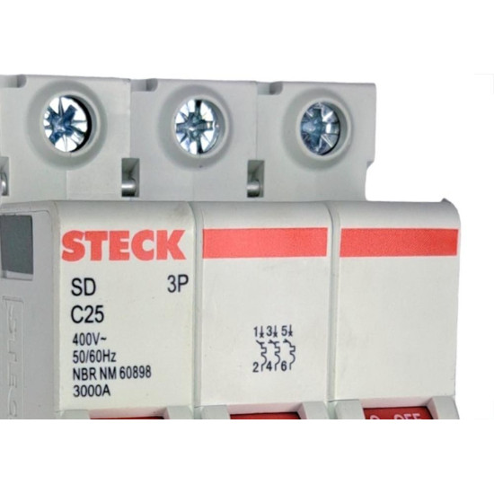 Disjuntor Steck ''Din'' Tripolar 25A. C