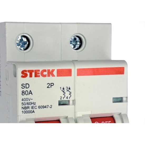 Kit C/4 - Disjuntor Steck ''Din'' Bipolar 80A. C