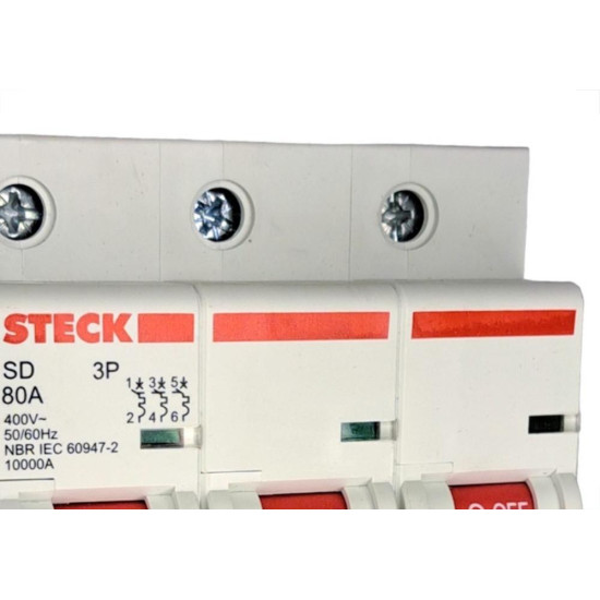 Kit C/5 - Disjuntor Steck ''Din'' Tripolar 80A. C Kit C/5 - Disjuntor Steck ''Din'' Tripolar 80A. C