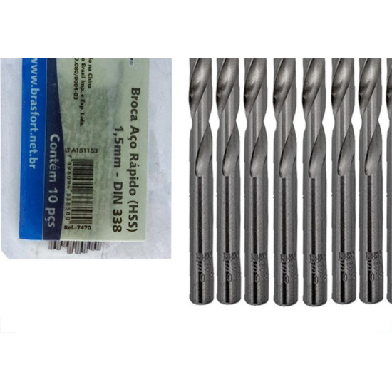 Broca Aco Rapido Brasfort 1,5Mm - 7470 - Kit C/10 Pecas Broca Aco Rapido Brasfort 1,5Mm - 7470 - Kit C/10 Pecas