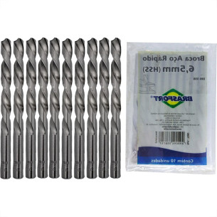 Broca Aco Rapido Brasfort 6,5Mm - 7480 - Kit C/10 Pecas