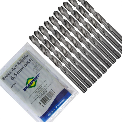 Broca Aco Rapido Brasfort 6,5Mm - 7480 - Kit C/10 Pecas Broca Aco Rapido Brasfort 6,5Mm - 7480 - Kit C/10 Pecas