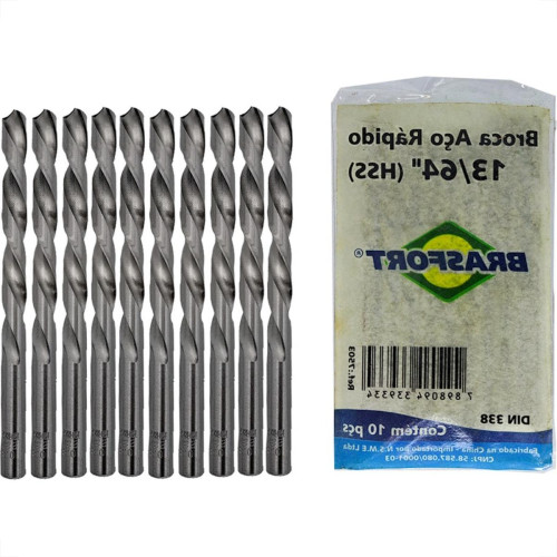 Broca Aco Rapido Brasfort 13/64'' - 7503 - Kit C/10 Pecas Broca Aco Rapido Brasfort 13/64'' - 7503 - Kit C/10 Pecas