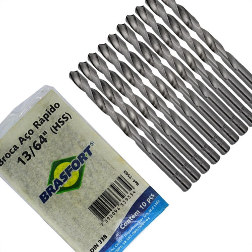 Broca Aco Rapido Brasfort 13/64'' - 7503 - Kit C/10 Pecas Broca Aco Rapido Brasfort 13/64'' - 7503 - Kit C/10 Pecas