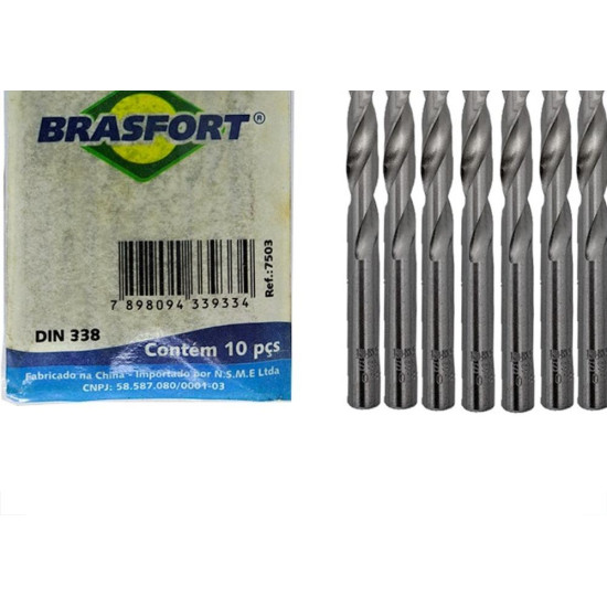 Broca Aco Rapido Brasfort 13/64'' - 7503 - Kit C/10 Pecas Broca Aco Rapido Brasfort 13/64'' - 7503 - Kit C/10 Pecas