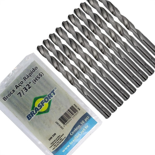 Broca Aco Rapido Brasfort 7/32'' - 7504 - Kit C/10 Pecas Broca Aco Rapido Brasfort 7/32'' - 7504 - Kit C/10 Pecas