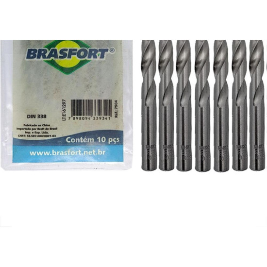 Broca Aco Rapido Brasfort 7/32'' - 7504 - Kit C/10 Pecas Broca Aco Rapido Brasfort 7/32'' - 7504 - Kit C/10 Pecas
