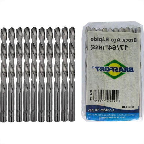 Broca Aco Rapido Brasfort   17/64'' - 7507 - Kit C/10 Pecas