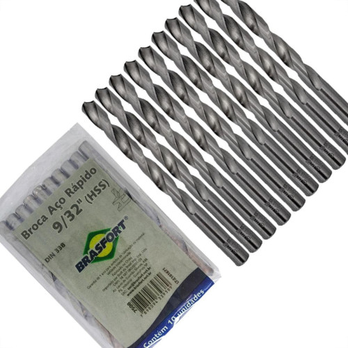 Broca Aco Rapido Brasfort 9/32'' - 7508 - Kit C/10 Pecas Broca Aco Rapido Brasfort 9/32'' - 7508 - Kit C/10 Pecas
