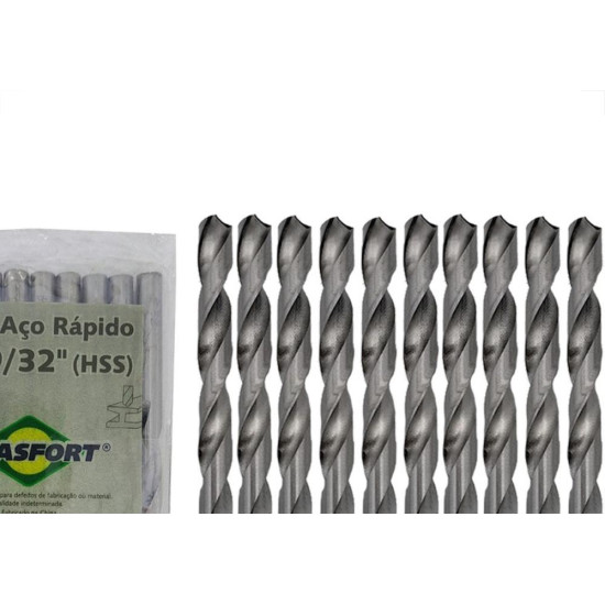Broca Aco Rapido Brasfort 9/32'' - 7508 - Kit C/10 Pecas Broca Aco Rapido Brasfort 9/32'' - 7508 - Kit C/10 Pecas