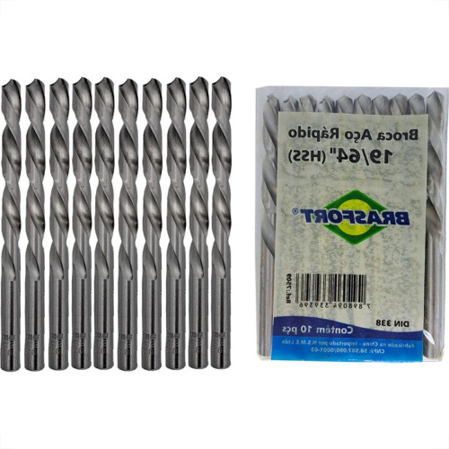 Broca Aco Rapido Brasfort Tam.P 19/64'' - 7509 - Kit C/10 Pecas Broca Aco Rapido Brasfort Tam.P 19/64'' - 7509 - Kit C/10 Pecas