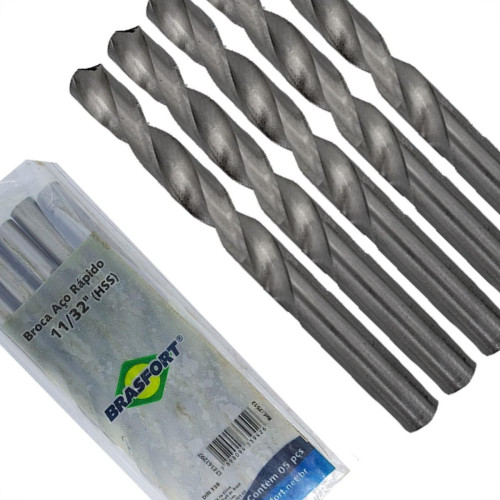Broca Aco Rapido Brasfort 11/32'' - 7512 - Kit C/5 Pecas Broca Aco Rapido Brasfort 11/32'' - 7512 - Kit C/5 Pecas