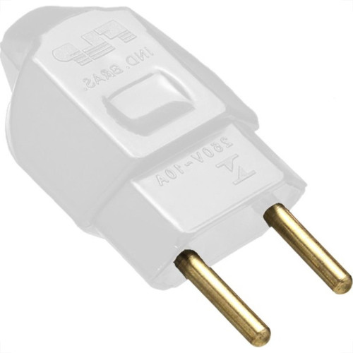 Pino Macho Flp 2 Polos 10A. Macico Branco - Kit C/10 Pecas Pino Macho Flp 2 Polos 10A. Macico Branco - Kit C/10 Pecas