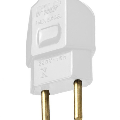 Pino Macho Flp 2 Polos 10A. Macico Branco - Kit C/10 Pecas Pino Macho Flp 2 Polos 10A. Macico Branco - Kit C/10 Pecas