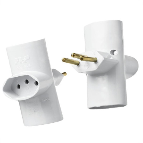 Pino 3 Saidas Flp 2 Polos+Terra 10A. Branco - Kit C/10 Pecas Pino 3 Saidas Flp 2 Polos+Terra 10A. Branco - Kit C/10 Pecas
