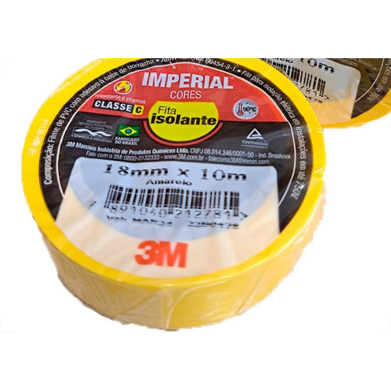Fita Isolante 3M Imperial. 10M Amarela - Kit C/10 Pecas