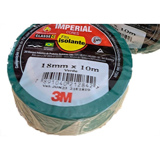Fita Isolante 3M Imperial. 10M Verde - Kit C/10 Pecas Fita Isolante 3M Imperial. 10M Verde - Kit C/10 Pecas