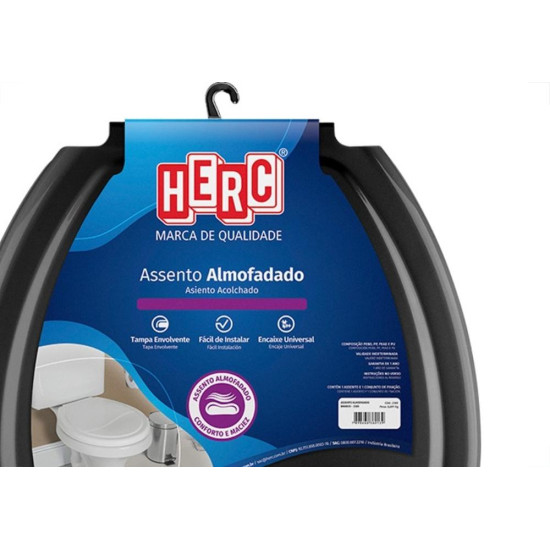 Assento Sanitario Almofadado Herc Preto 2392