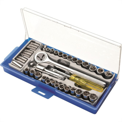 Kit Jogo Soquete Eda 3/8'' Com Catraca 40 Pecas - 8Zi Kit Jogo Soquete Eda 3/8'' Com Catraca 40 Pecas - 8Zi