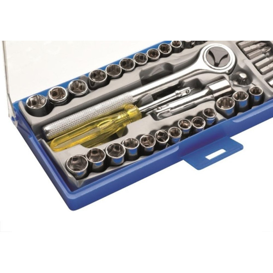 Kit Jogo Soquete Eda 3/8'' Com Catraca 40 Pecas - 8Zi Kit Jogo Soquete Eda 3/8'' Com Catraca 40 Pecas - 8Zi