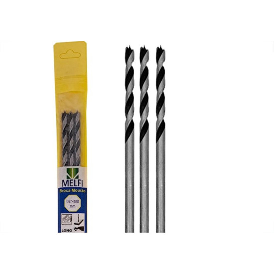 Broca Mourao Aco Carbono Melfi 1/4''X 250 - Kit C/3 Pecas Broca Mourao Aco Carbono Melfi 1/4''X 250 - Kit C/3 Pecas