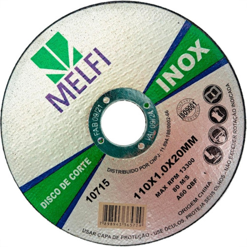 Disco Aco Inox Melfi 110Mmx1,0Mmx20Mm - 10715 Disco Aco Inox Melfi 110Mmx1,0Mmx20Mm - 10715