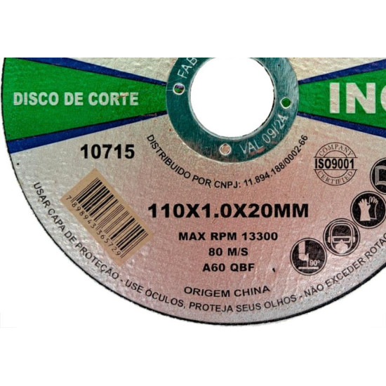 Disco Aco Inox Melfi 110Mmx1,0Mmx20Mm - 10715 Disco Aco Inox Melfi 110Mmx1,0Mmx20Mm - 10715