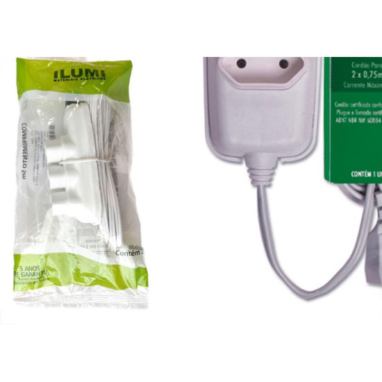 Extensao Ilumi Paralela 2 Polos 0,75Mm Branca - 1,5M - 17901 Extensao Ilumi Paralela 2 Polos 0,75Mm Branca - 1,5M - 17901