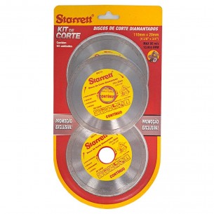 Disco Diamantado Starrett Cartela Com 3 Pecas Liso 110Mm X 20Mm - Kddc110-3