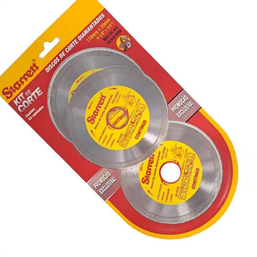 Disco Diamantado Starrett Cartela Com 3 Pecas Liso 110Mm X 20Mm - Kddc110-3 Disco Diamantado Starrett Cartela Com 3 Pecas Liso 110Mm X 20Mm - Kddc110-3