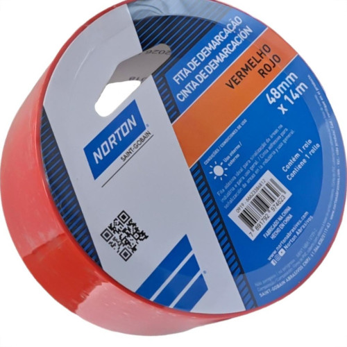 Fita Demarcacao Solo Norton Vermelha 48Mm X 14M Fita Demarcacao Solo Norton Vermelha 48Mm X 14M