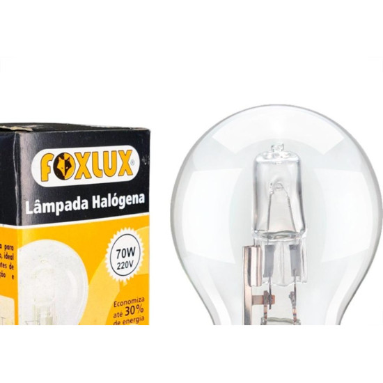 Lampada Halogena A-60 Foxlux 70W. E-27 220V. - Kit C/10 Pecas