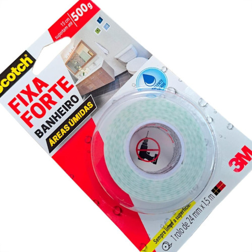 Fita Dupla Face 3M Fixa Forte Banheiro 24Mm X 1,5M - 500G Fita Dupla Face 3M Fixa Forte Banheiro 24Mm X 1,5M - 500G