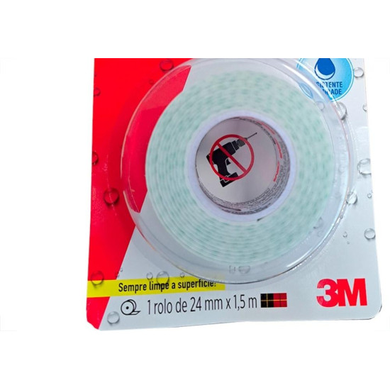Fita Dupla Face 3M Fixa Forte Banheiro 24Mm X 1,5M - 500G Fita Dupla Face 3M Fixa Forte Banheiro 24Mm X 1,5M - 500G