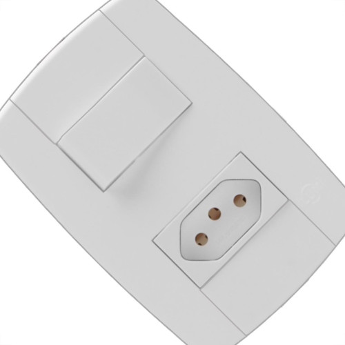 Conjunto Ilumi Lev Modular Com Placa 1 Simples + Tomada 2P+T. 10A. - 87200 Conjunto Ilumi Lev Modular Com Placa 1 Simples + Tomada 2P+T. 10A. - 87200