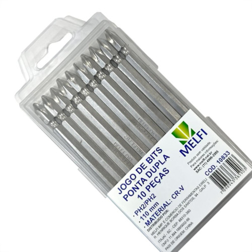 Ponteira Para Parafusadeira Melfi Ponta Dupla Phillips 110Mm Com 10 Pecas Ponteira Para Parafusadeira Melfi Ponta Dupla Phillips 110Mm Com 10 Pecas