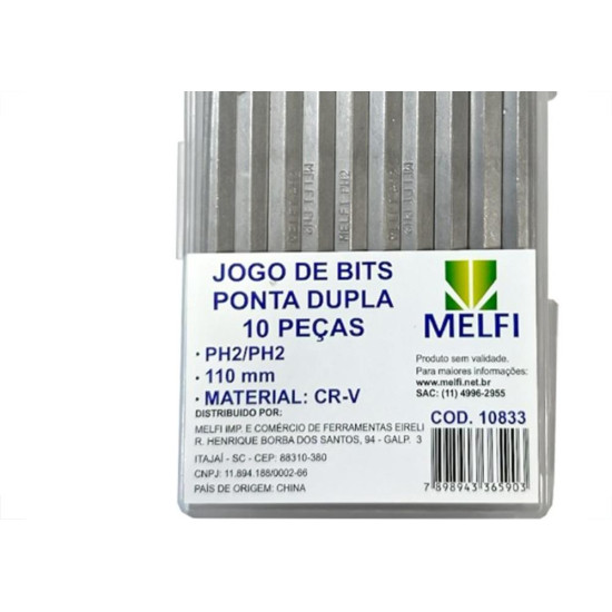 Ponteira Para Parafusadeira Melfi Ponta Dupla Phillips 110Mm Com 10 Pecas Ponteira Para Parafusadeira Melfi Ponta Dupla Phillips 110Mm Com 10 Pecas
