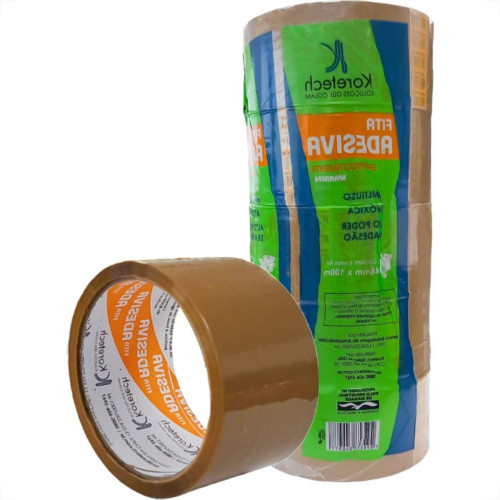 Fita Adesiva Embalagem Koretech Marrom 48Mm X 100M - Kit C/5 Pecas Fita Adesiva Embalagem Koretech Marrom 48Mm X 100M - Kit C/5 Pecas