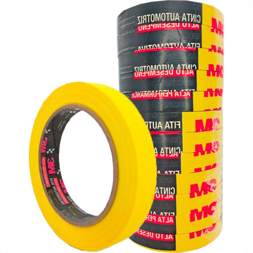 Fita Crepe 3M Alta Performance Amarela 18Mm X 40M Automotiva - Kit C/12 Rolos Fita Crepe 3M Alta Performance Amarela 18Mm X 40M Automotiva - Kit C/12 Rolos