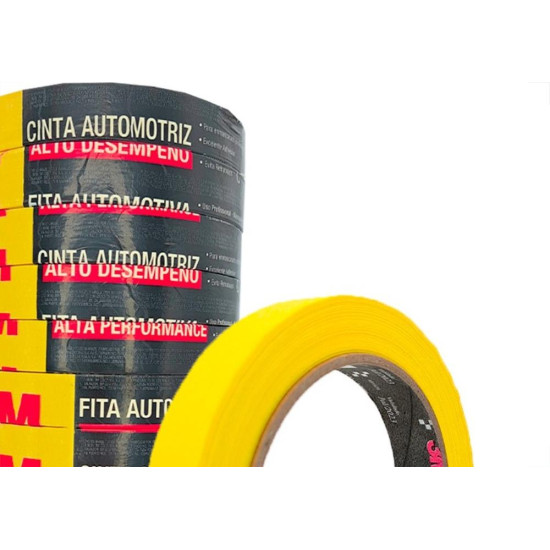 Fita Crepe 3M Alta Performance Amarela 18Mm X 40M Automotiva - Kit C/12 Rolos Fita Crepe 3M Alta Performance Amarela 18Mm X 40M Automotiva - Kit C/12 Rolos
