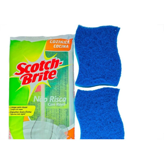 Esponja Scotch Brite Dupla Face Nao Risca Azul Com 3 Pecas