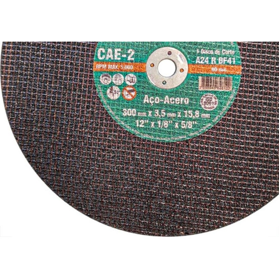 Disco Corte Ferro Itambe 12''X1/8''X5/8'' 2 Telas Cae-2 Disco Corte Ferro Itambe 12''X1/8''X5/8'' 2 Telas Cae-2