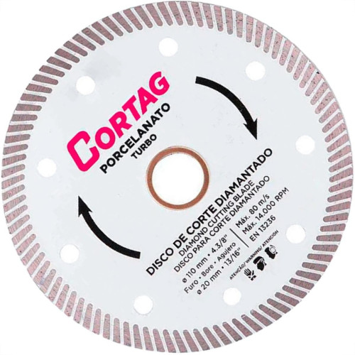 Disco Diamantado Cortag Porcelanato Turbo 110Mm X 20Mm - 60863 Disco Diamantado Cortag Porcelanato Turbo 110Mm X 20Mm - 60863
