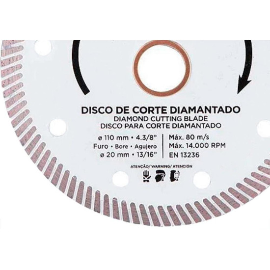 Disco Diamantado Cortag Porcelanato Turbo 110Mm X 20Mm - 60863 Disco Diamantado Cortag Porcelanato Turbo 110Mm X 20Mm - 60863
