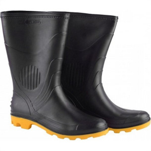 Bota Galocha Pega Forte Preta/Amarela 323 No.34/35 Com Meia