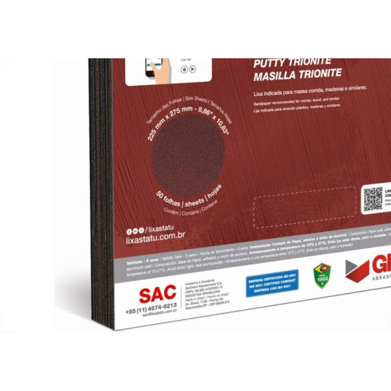 Lixa Massa Trionite 50 - Kit C/50 Pecas