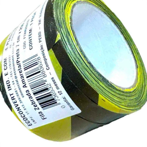 Fita Zebrada Para Sinalizacao Ecoconvert 7Cm X 200M - Kit C/10 Rolos Fita Zebrada Para Sinalizacao Ecoconvert 7Cm X 200M - Kit C/10 Rolos