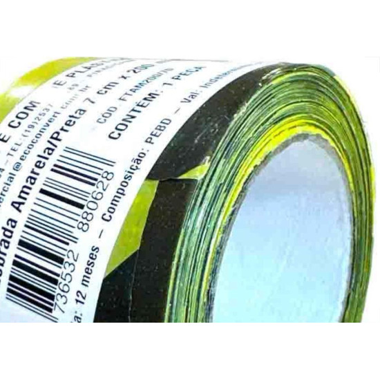 Fita Zebrada Para Sinalizacao Ecoconvert 7Cm X 200M - Kit C/10 Rolos Fita Zebrada Para Sinalizacao Ecoconvert 7Cm X 200M - Kit C/10 Rolos